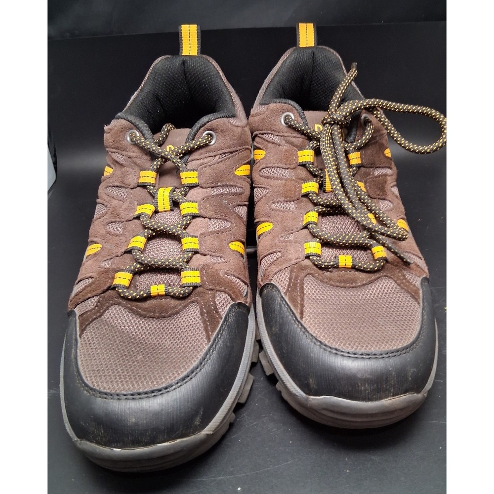 8.5 Denali Mens Hiking Shoes Brown Suede Mesh Low Top Trail Sneakers Yellow Acc.